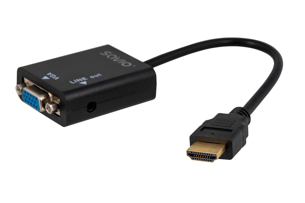 Savio CL-23 адаптер за видео кабел 0,5 м VGA (D-Sub) HDMI тип A (стандартен) черен