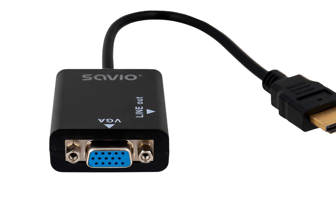 Savio CL-23 адаптер за видео кабел 0,5 м VGA (D-Sub) HDMI тип A (стандартен) черен