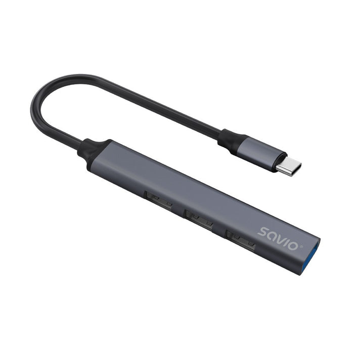 SAVIO AK-71 USB-C хъб - 3 x USB-A 2.0, 1 x USB-A 3.0, 4-в-1, 5 Gbps