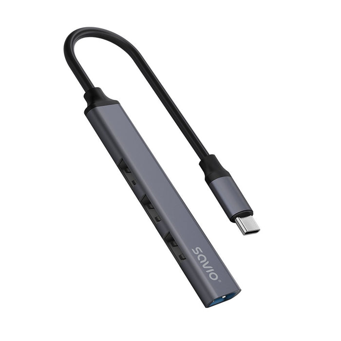 SAVIO AK-71 USB-C хъб - 3 x USB-A 2.0, 1 x USB-A 3.0, 4-в-1, 5 Gbps