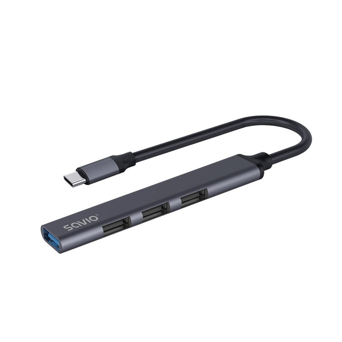 SAVIO AK-71 USB-C хъб - 3 x USB-A 2.0, 1 x USB-A 3.0, 4-в-1, 5 Gbps