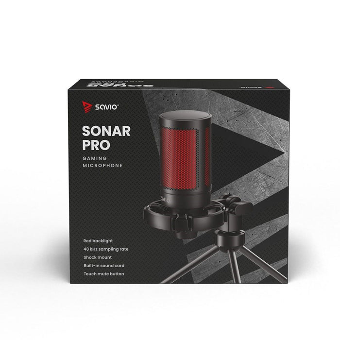 Жичен геймърски микрофон SAVIO с подсветка, статив, USB, SONAR PRO