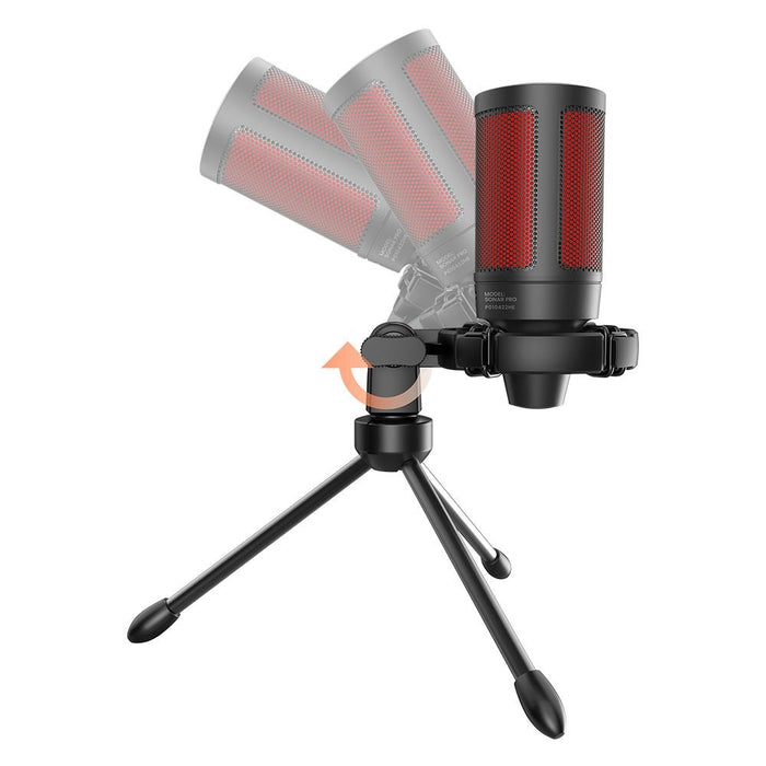 Жичен геймърски микрофон SAVIO с подсветка, статив, USB, SONAR PRO