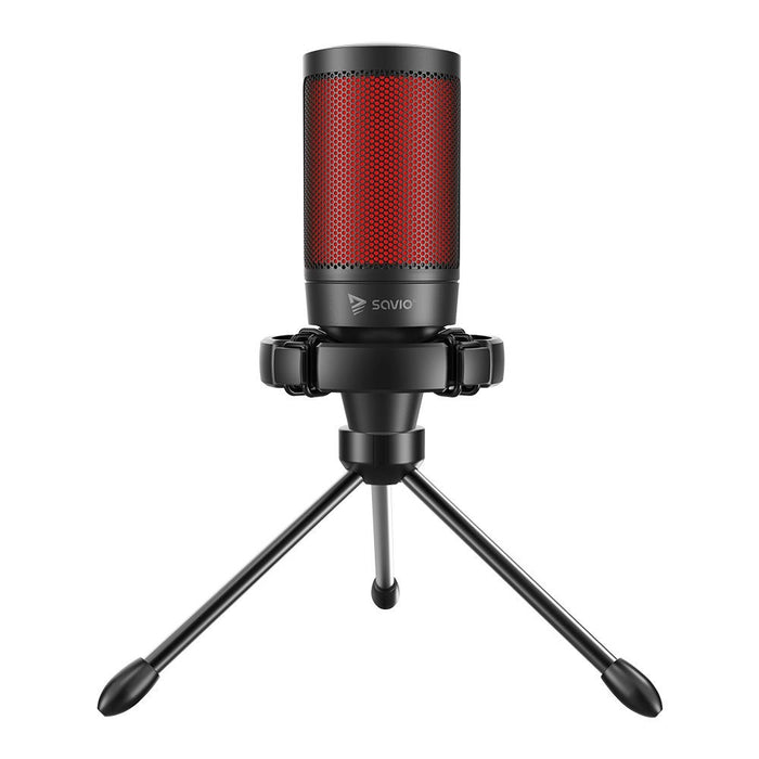 Жичен геймърски микрофон SAVIO с подсветка, статив, USB, SONAR PRO