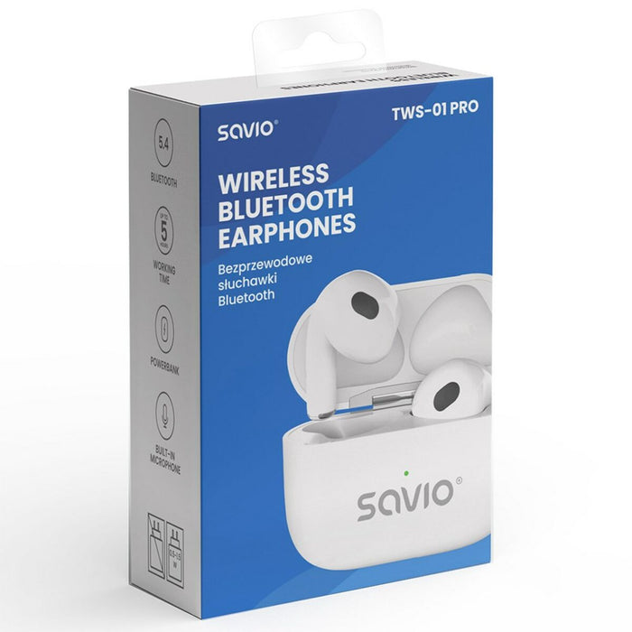 Безжични слушалки Savio TWS-01PRO Бял