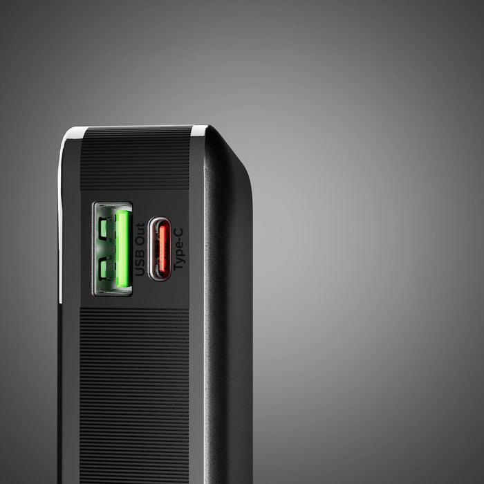 Преносима батерия Powerbank SBS 10000 mAh 20W с вграден USB-C кабел и цифров дисплей - черен