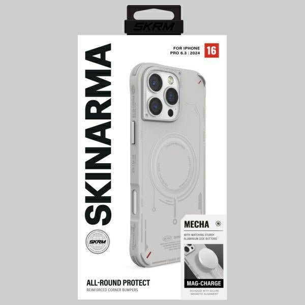 Силиконов калъф Skinarma Mecha със магнитно зареждане за iPhone 16 Pro 6.3", светлосив