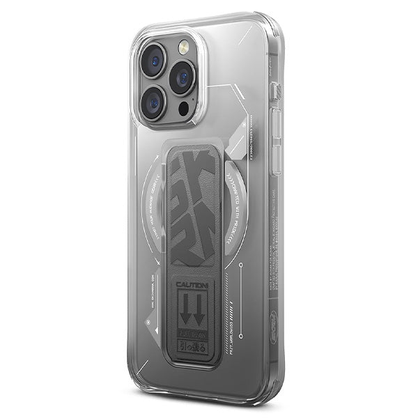 Калъф Skinarma Helio Magnetic Charging + Grip Stand за iPhone 16 Pro 6.3", титаниев