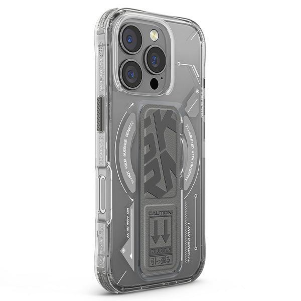 Калъф Skinarma Helio Magnetic Charging + Grip Stand за iPhone 16 Pro 6.3", титаниев