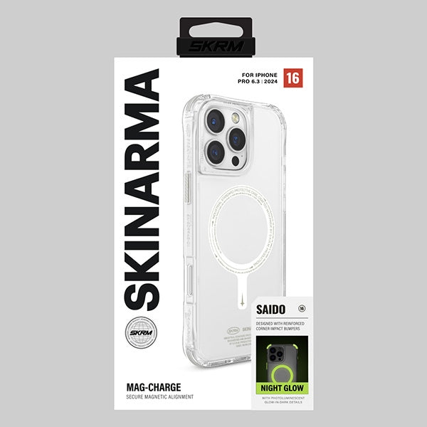 Калъф Skinarma Saido за iPhone 16 Pro 6.3" с магнитно зареждане, зелен (niteglow)