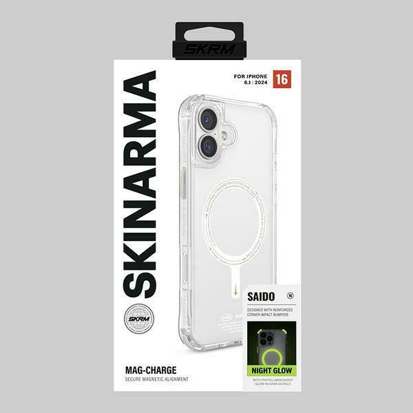 Силиконов калъф Skinarma Saido за iPhone 16 6.1" с магнитна зареждане, зелен (niteglow)