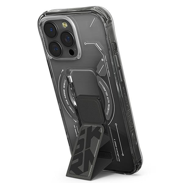 Калъф Skinarma Helio Magnetic Charging + Grip Stand за iPhone 16 Pro 6.3", черен