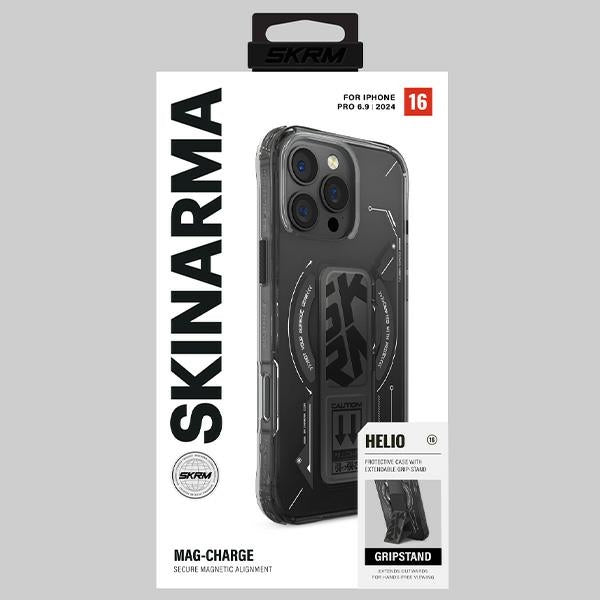 Калъф Skinarma Helio с магнитна зарядка и стойка за iPhone 16 Pro Max 6.9", черен