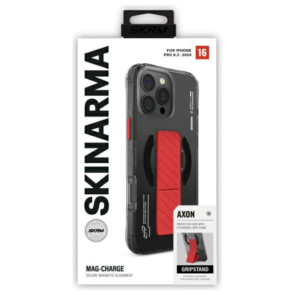 Калъф Skinarma Axon за iPhone 16 Pro 6.3" с магнитна зарядка и стойка, черен