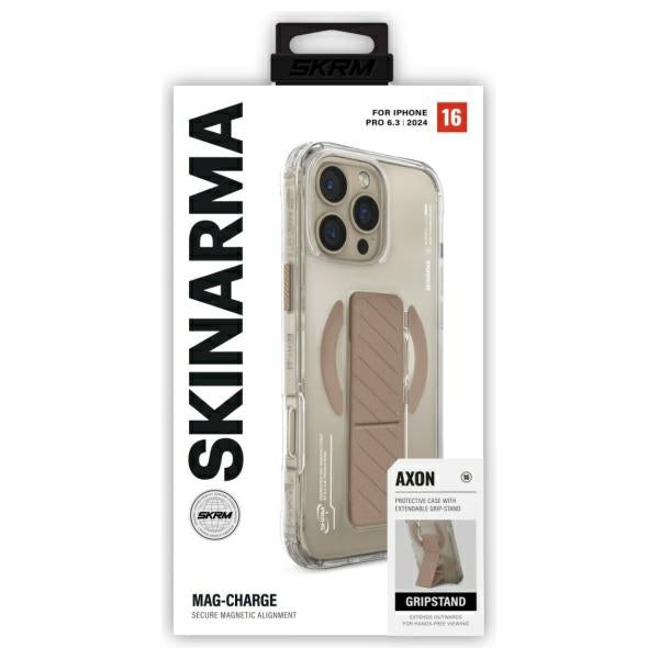 Калъф Skinarma Axon Magnetic Charging + Grip Stand за iPhone 16 Pro 6.3", шампански
