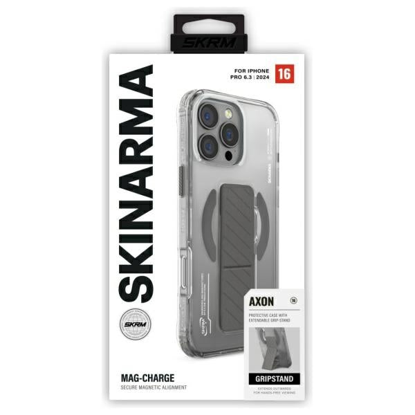 Калъф Skinarma Axon Magnetic Charging + Grip Stand за iPhone 16 Pro 6.3", титаниев