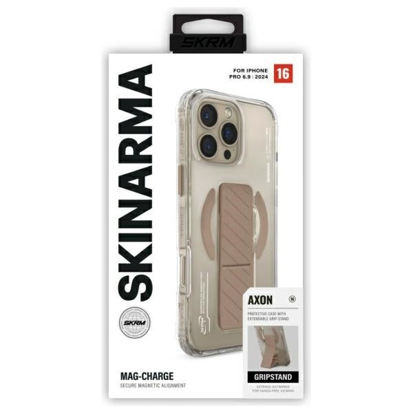 Калъф Skinarma Axon с магнитно зареждане и поставка за iPhone 16 Pro Max 6.9", шампанжа