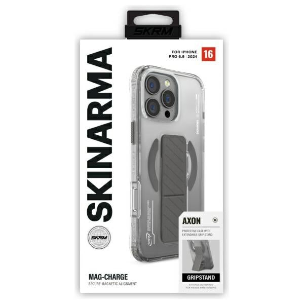 Калъф Skinarma Axon Magnetic Charging + Grip Stand за iPhone 16 Pro Max 6.9", титаниев