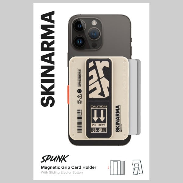 Поставка Skinarma Mirage Spunk Wallet Magnetic Grip Stand за телефон, слонова кост