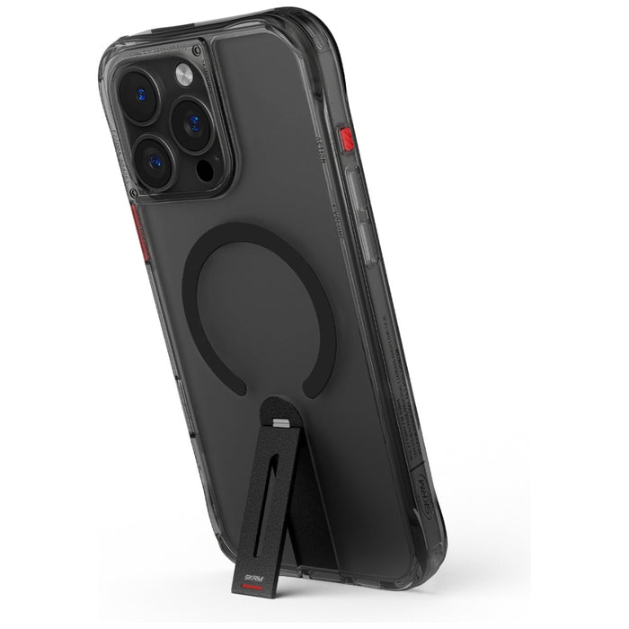 Калъф Skinarma Helix за iPhone 16 Pro, черен, с магнитно зареждане и 360° въртящ се щипец