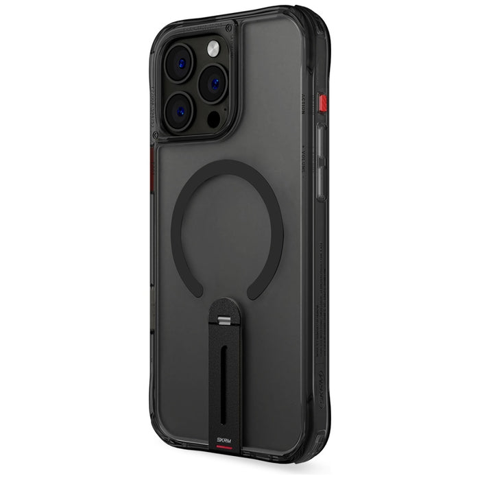 Калъф Skinarma Helix за iPhone 16 Pro, черен, с магнитно зареждане и 360° въртящ се щипец