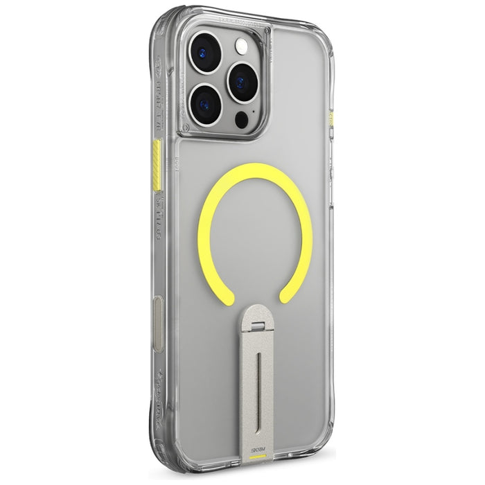 Калъф Skinarma Helix за iPhone 16 Pro с магнитна зареждане и 360° въртящо се стойче, прозрачен
