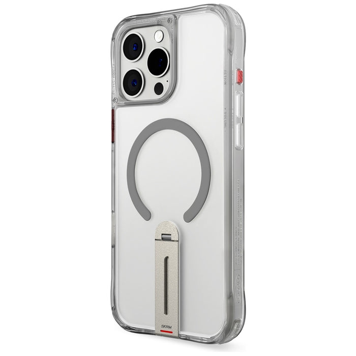 Калъф Skinarma Helix с магнитно зареждане и 360° въртящася поставка за iPhone 16 Pro, титаниев
