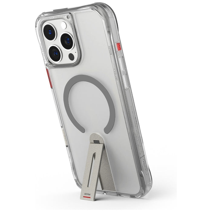 Калъф Skinarma Helix с магнитно зареждане и въртяща се стойка 360° за iPhone 16 Pro Max, титаниум