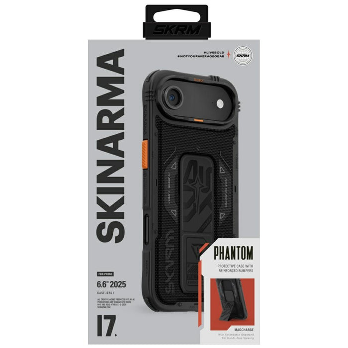 Калъф Skinarma Phantom за iPhone Air, черен, с магнитно зареждане и поставка за хват
