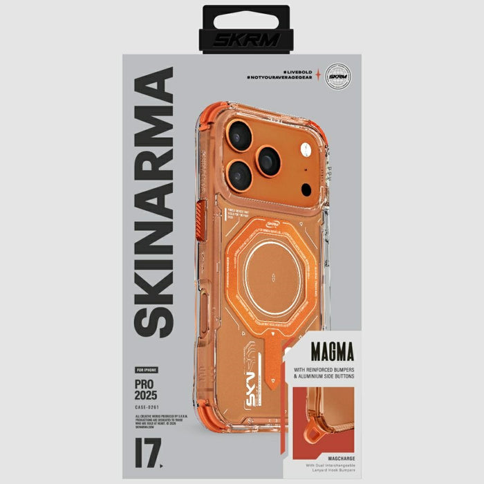 Калъф Skinarma Magma Magnetic Charging за iPhone 17 Pro, оранжев