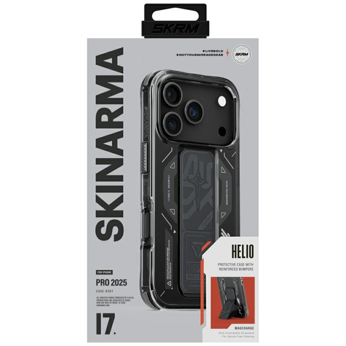 Калъф Skinarma Helio Magnetic Charging + Grip Stand за iPhone 17 Pro, графитов