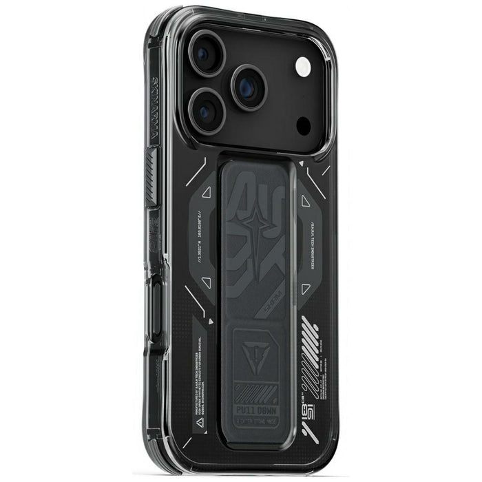Калъф Skinarma Helio Magnetic Charging + Grip Stand за iPhone 17 Pro, графитов