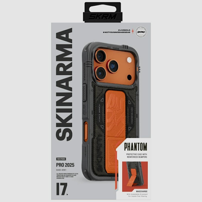Калъф Skinarma Phantom за iPhone 17 Pro, магнитно зареждане + поставка за хват, маслинен