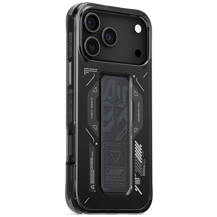 Калъф Skinarma Helio с Magnetic Charging + Grip Stand за iPhone 17 Pro Max, графитен