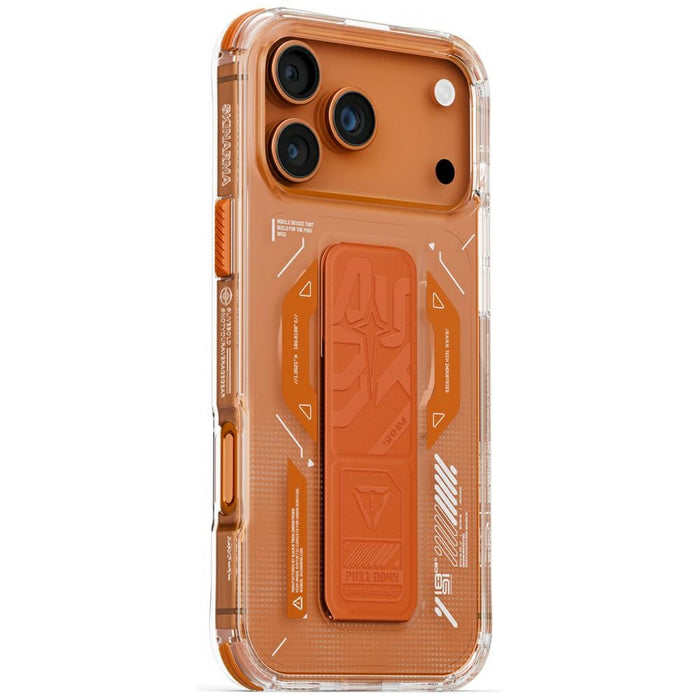 Калъф Skinarma Helio за iPhone 17 Pro Max, магнитно зареждане + поставка за хват, оранжев