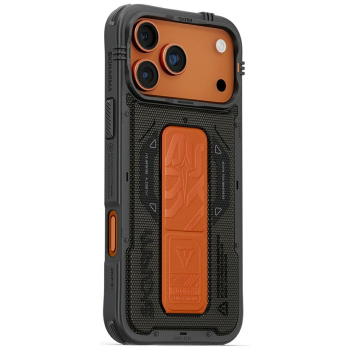 Калъф Skinarma Phantom Magnetic Charging + Grip Stand за iPhone 17 Pro Max, маслинозелен