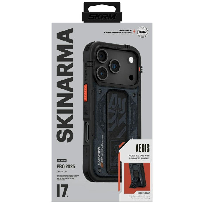Калъф Skinarma Aegis с магнитно зареждане и стойка за iPhone 17 Pro, син