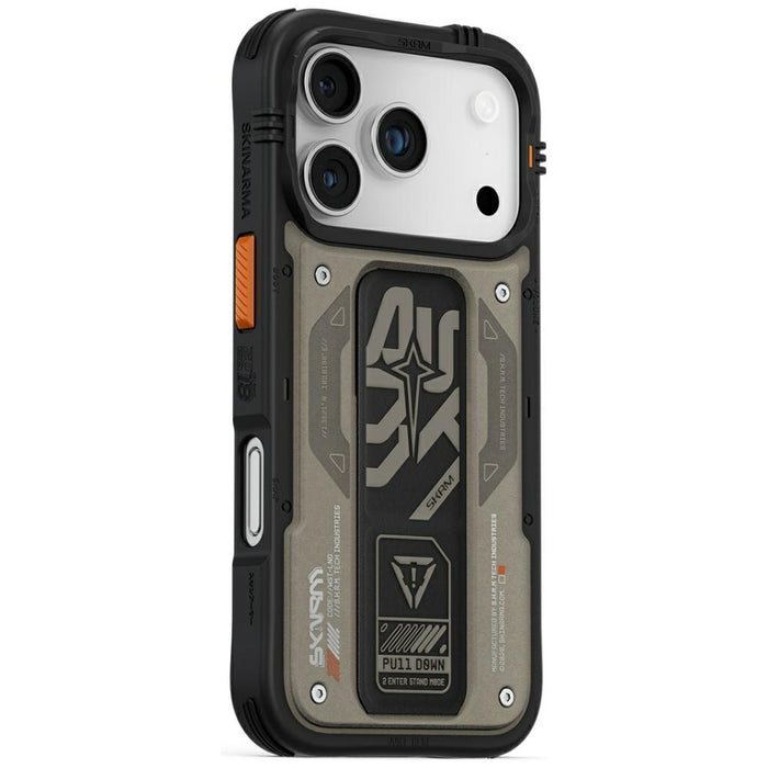 Калъф Skinarma Aegis с Magnetic Charging + Grip Stand за iPhone 17 Pro, сив