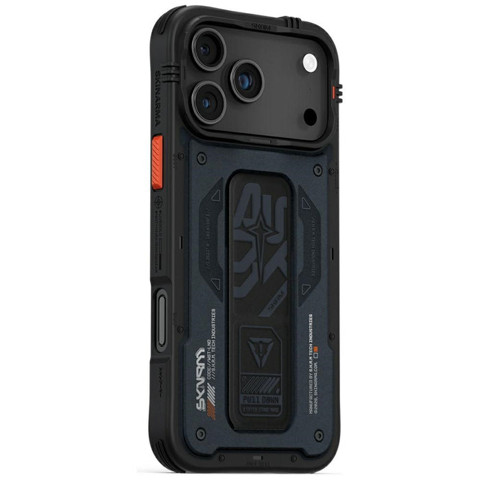 Калъф Skinarma Aegis за iPhone 17 Pro Max, Magnetic Charging + Grip Stand, тъмносин