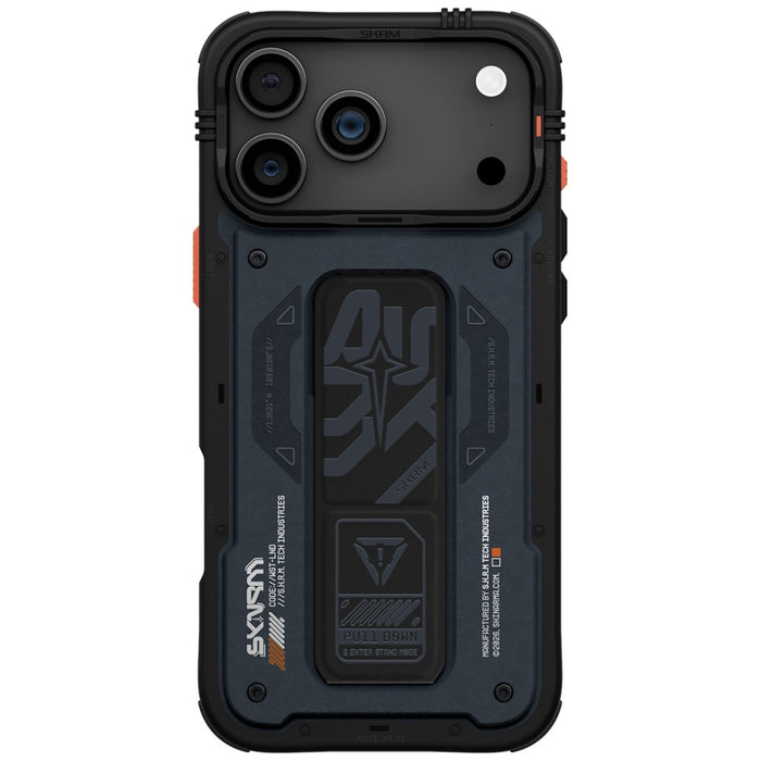 Калъф Skinarma Aegis за iPhone 17 Pro Max, Magnetic Charging + Grip Stand, тъмносин