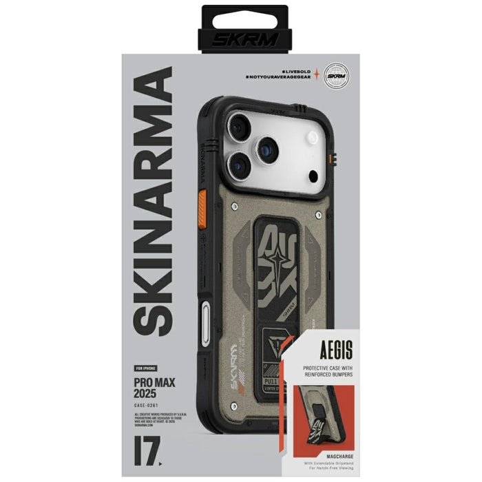 Калъф Skinarma Aegis за iPhone 17 Pro Max с магнитно зареждане + стойка, сив