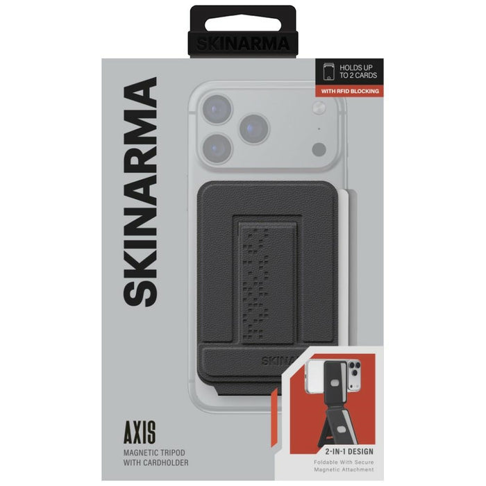 Магнитна стойка Skinarma Axis със сгъваем tripod за портфейл, въглища
