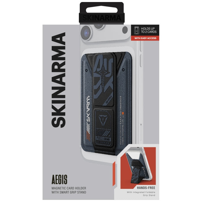 Магнитна поставка Skinarma Kado Aegis Cardholder Grip Stand за портфейл, тъмносиня