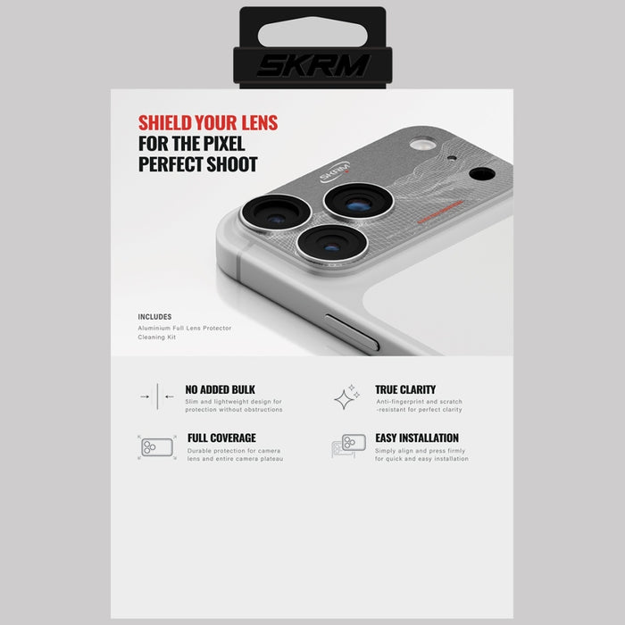Защитно фолио Skinarma Sonix Full Aluminium за обектив на камера iPhone 17 Pro, сребристо