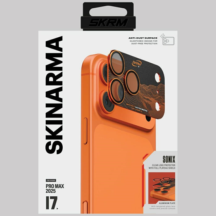 Защитно фолио Skinarma Sonix Full Aluminium за обектив на iPhone 17 Pro Max, оранжево
