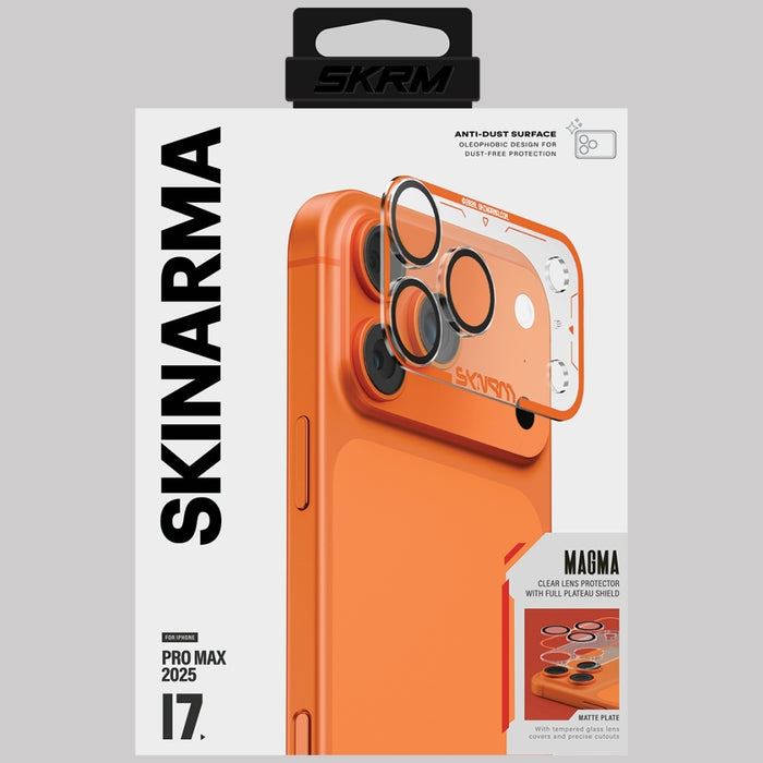 Защитно фолио Skinarma Magma Full Matte за обектив на камера за iPhone 17 Pro Max, оранжево