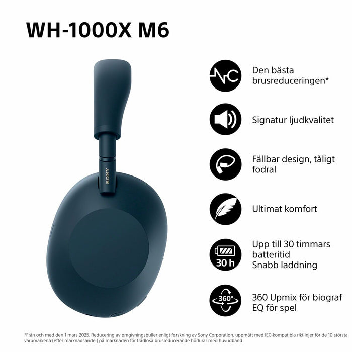 Блутут слушалки Sony WH1000XM6L.CE7 Син Черен Midnight Blue
