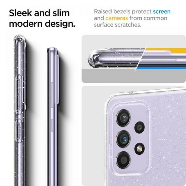 Калъф Spigen Liquid Crystal Glitter за Samsung Galaxy A72, прозрачен с брокат