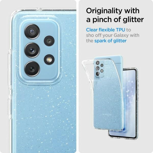 Калъф Spigen Liquid Crystal Glitter за Samsung Galaxy A72, прозрачен с брокат