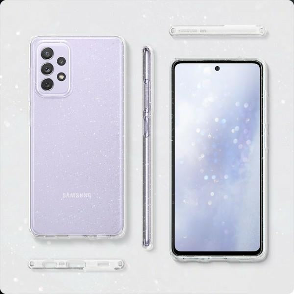 Калъф Spigen Liquid Crystal Glitter за Samsung Galaxy A72, прозрачен с брокат